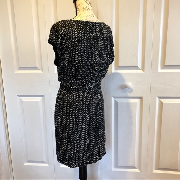 LOFT black & white print short sleeve dress - Picture 2 of 5